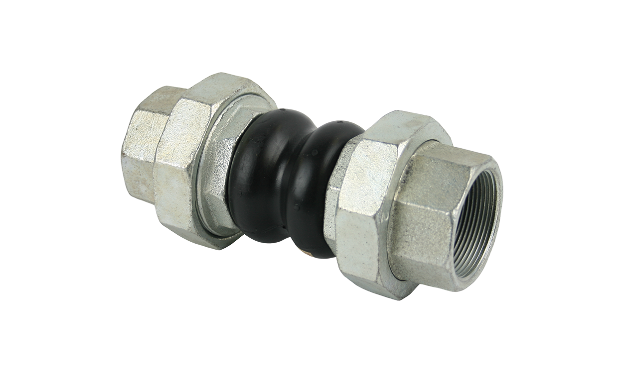 Rubber compensator with galvanized malleable cast iron screw connections