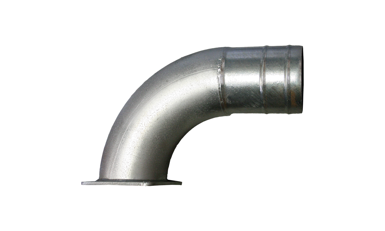 Bend 90° with hose nozzle and 4-corner flange