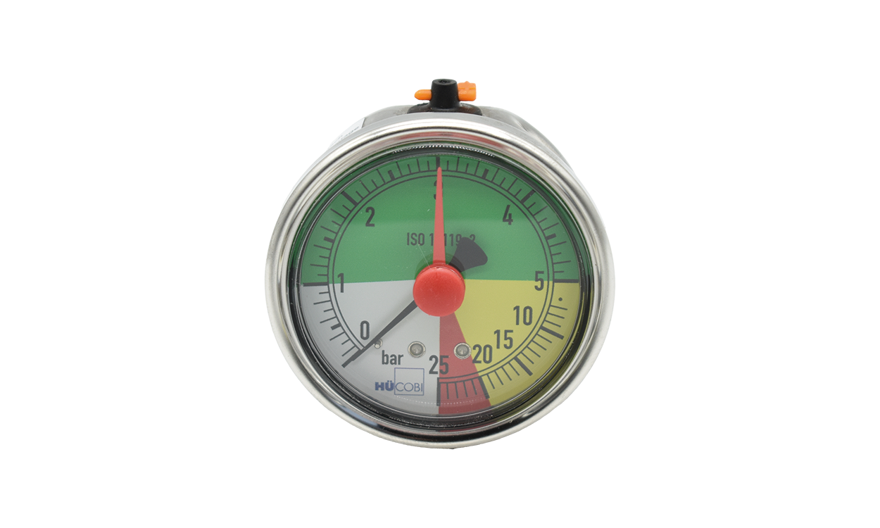 Glycerin-filled manometer 63 mm housing for field sprayers, connection 1/4" male thread rear