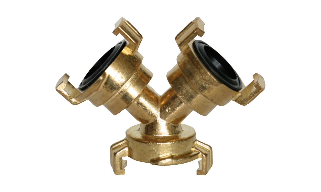 Messing-Schnellkupplung Y-Verteilerstück, Dreiwegestück System Geka Messing-Schnellkupplung Y-Verteilerstück, Dreiwegestück System Geka