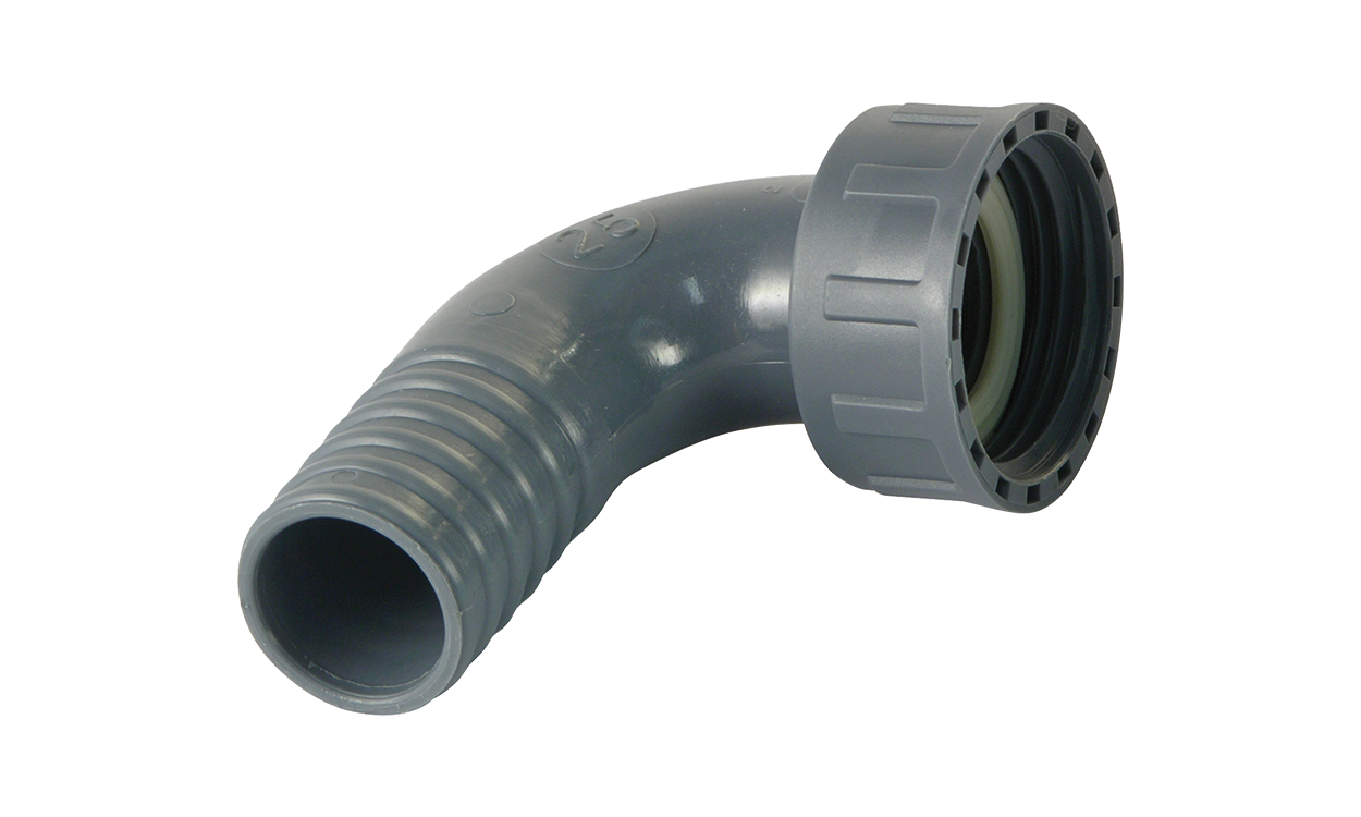 PP-Schlauchtülle 90° mit Innengewinde 2-teilig PP-Schlauchtülle 90° mit Innengewinde 2-teilig