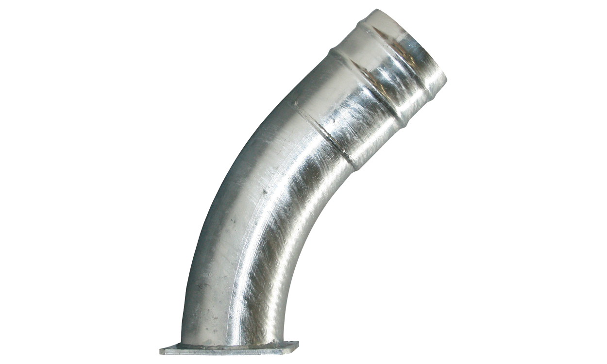 Bend 45° with hose nozzle and 4-corner flange