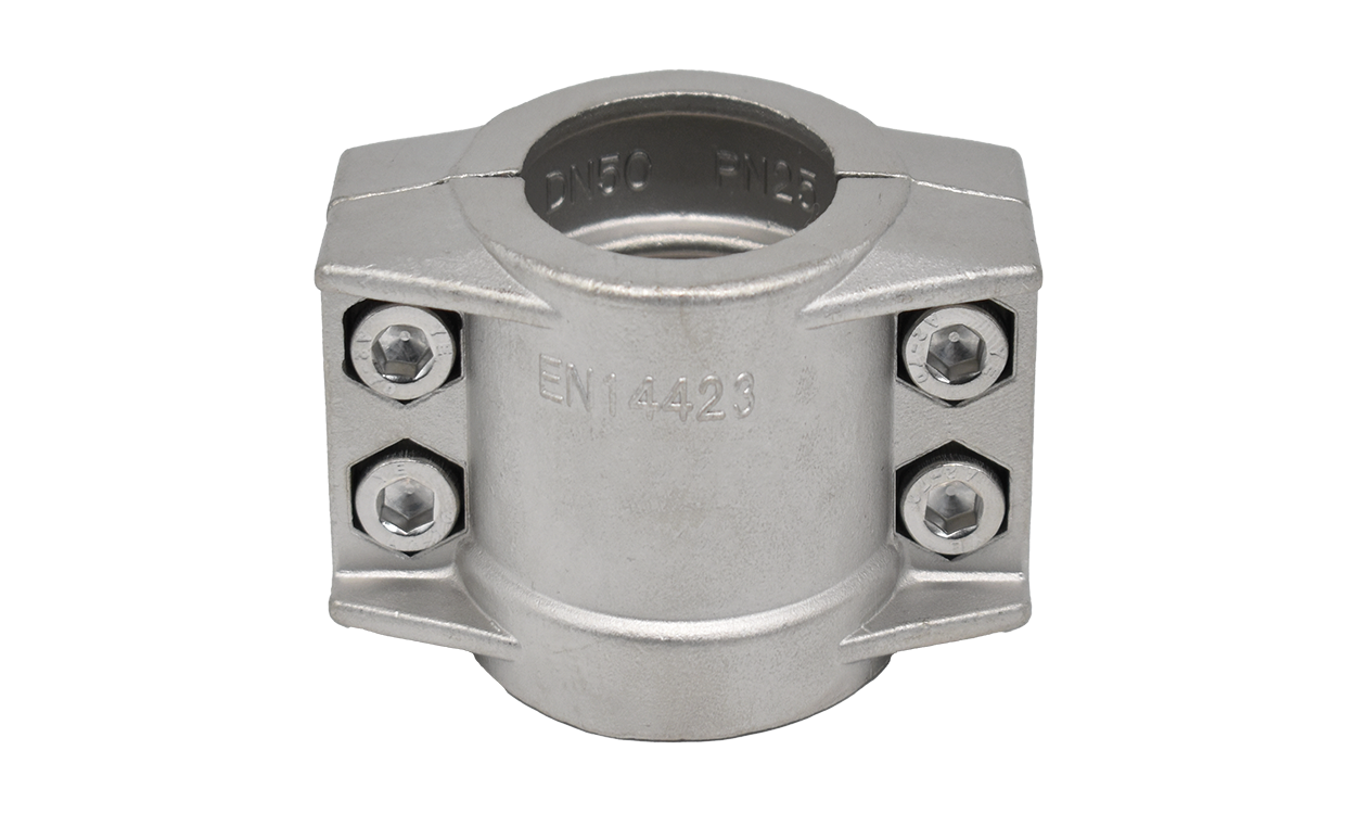 Klemmschale für Dampfschlaucharmaturen nach EN 14423 aus Edelstahl Klemmschale für Dampfschlaucharmaturen nach EN 14423 aus Edelstahl