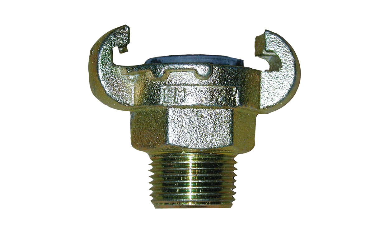 Compressed air claw coupling with male thread