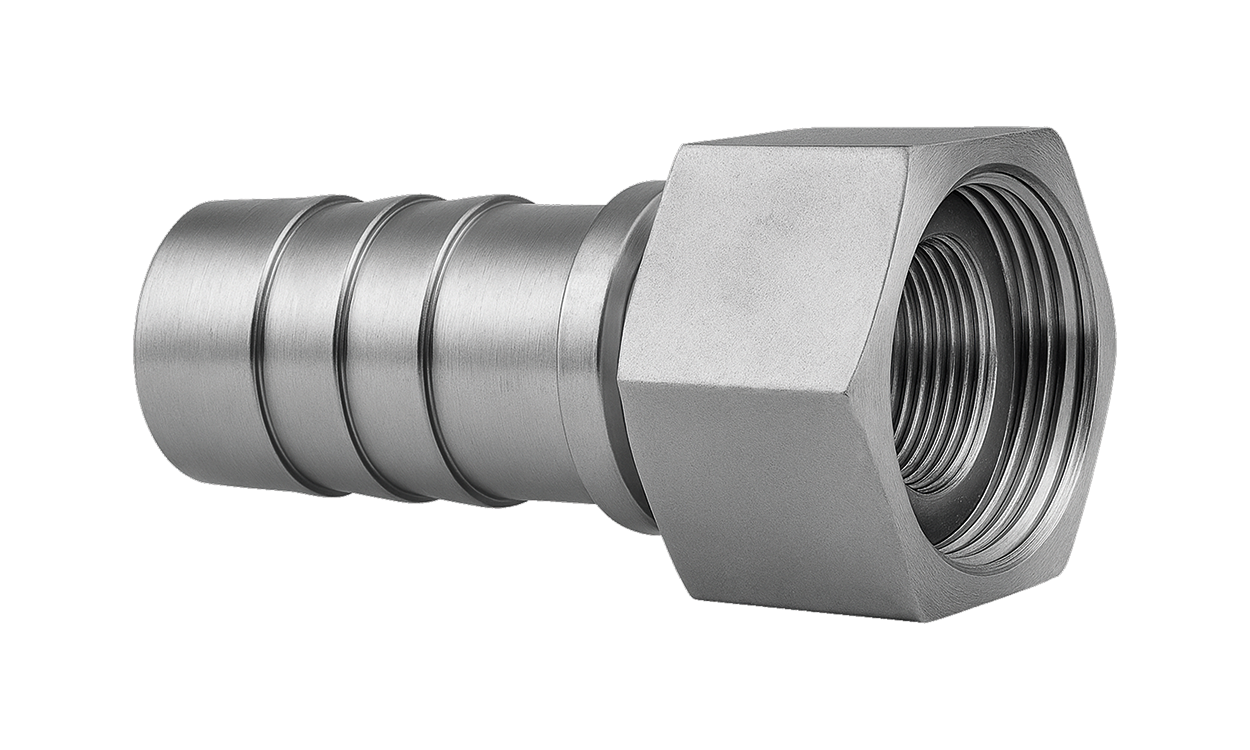 Dampfschlaucharmatur mit Sicherungsbund nach EN 14423 mit Innengewinde aus Edelstahl Dampfschlaucharmatur mit Sicherungsbund nach EN 14423 mit Innengewinde aus Edelstahl