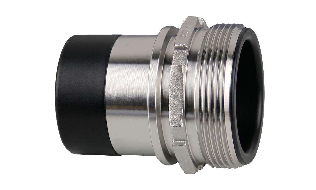 Stainless steel hose connection with male coupling
