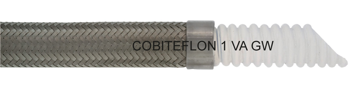 COBITEFLON 1 VA GW - Teflonslang gegolfd met RVS-omvlechting COBITEFLON 1 VA GW - Teflonslang gegolfd met RVS-omvlechting