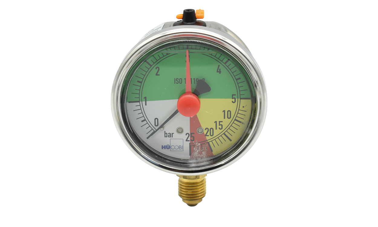 Glycerin-filled manometer 63 mm housing for field sprayers, connection 1/4" male thread bottom