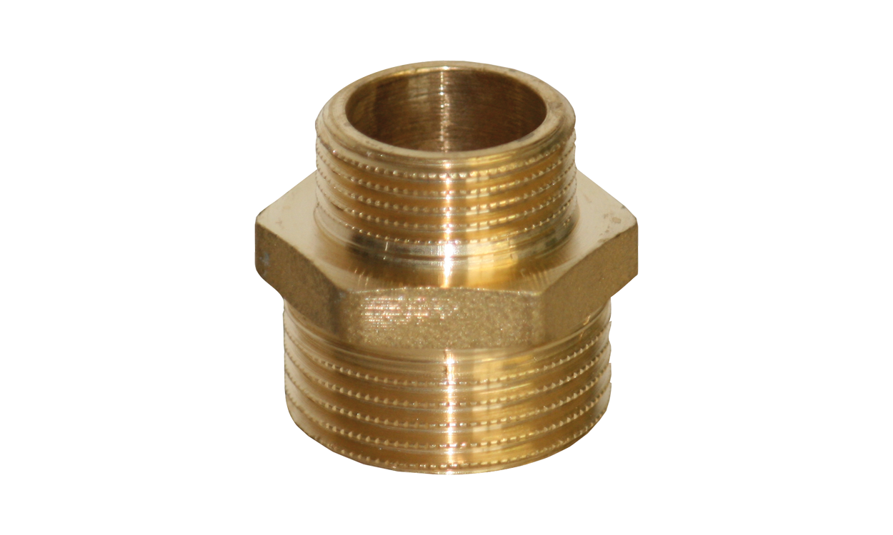 Brass double nipple, reduced Brass double nipple, reduced