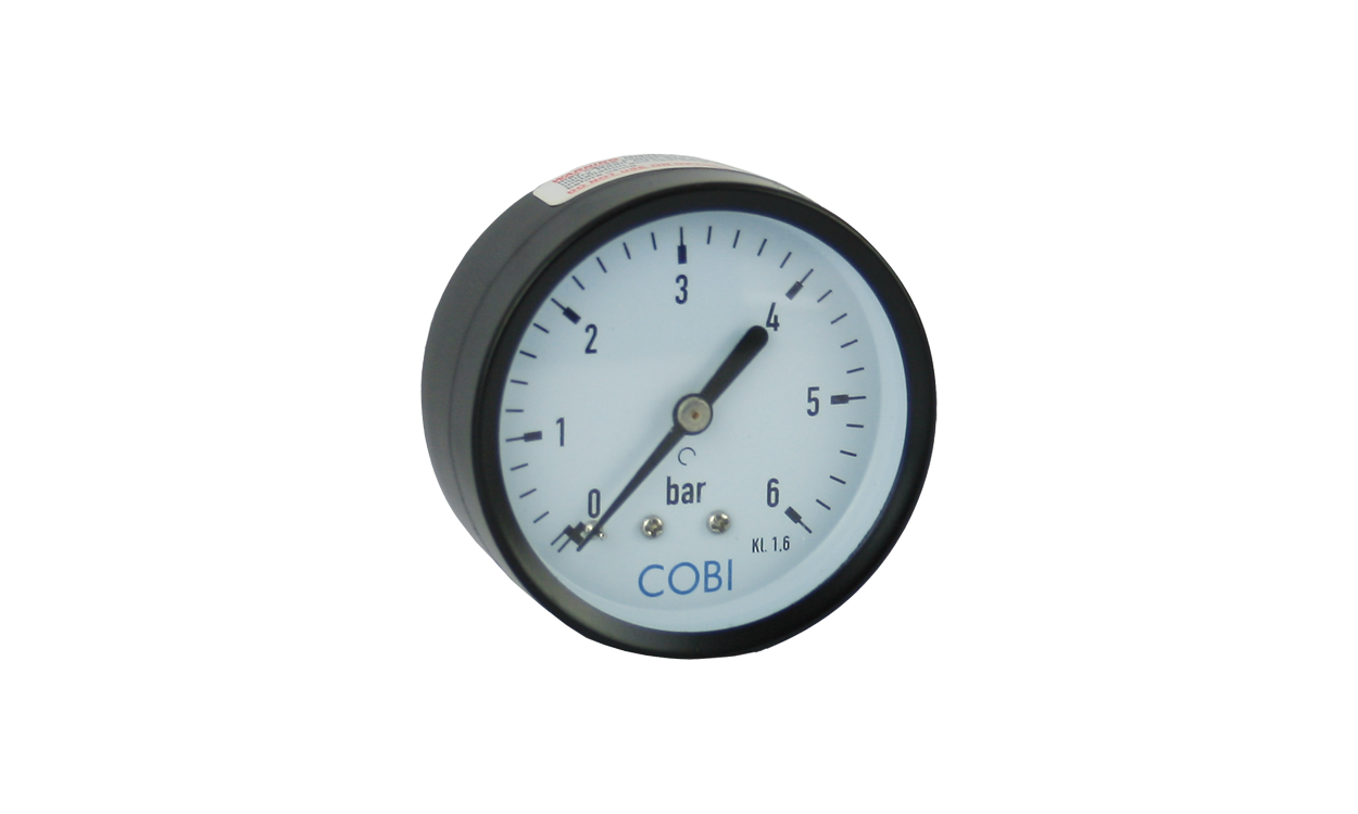 Manometer 63 mm housing, connection 1/4" male thread rear Manometer 63 mm housing, connection 1/4" male thread rear