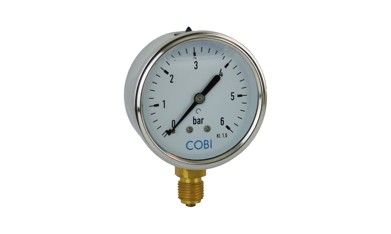 Glyzerin-Manometer 63 mm Gehäuse, Anschluss 1/4" AG unten Glyzerin-Manometer 63 mm Gehäuse, Anschluss 1/4" AG unten