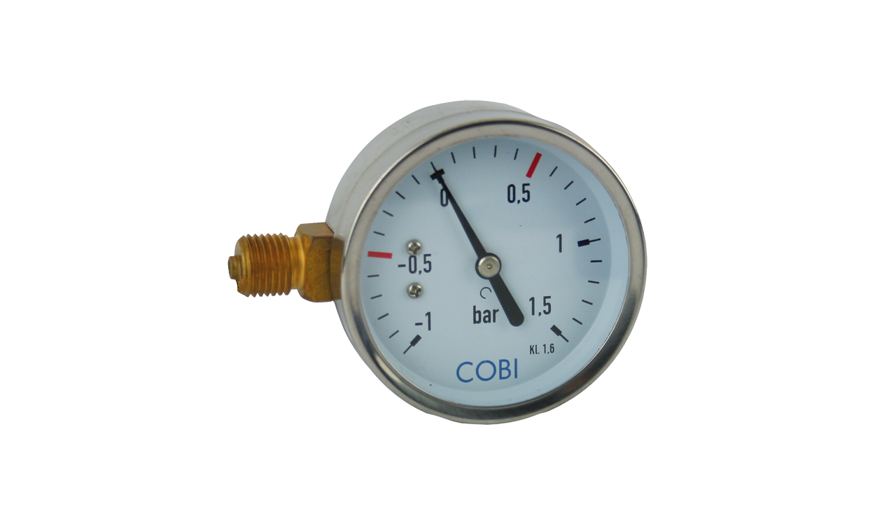 Manometer 63 mm housing, connection 1/4" male thread left Manometer 63 mm housing, connection 1/4" male thread left