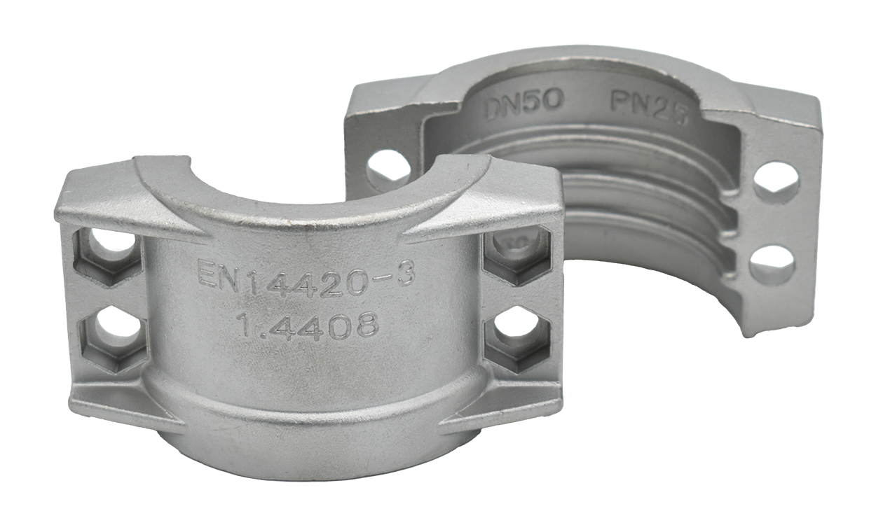 Stainless steel clamping shells EN 14420-3