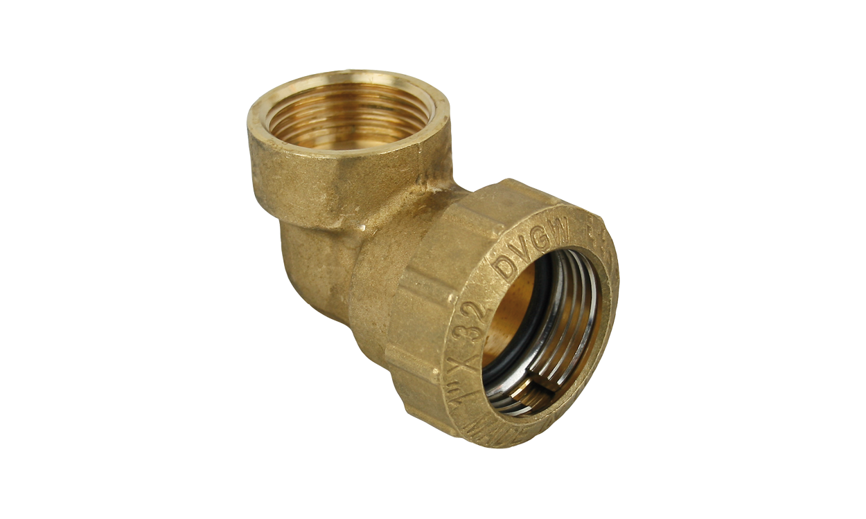 Messing-PE-Rohr-Verschraubung Winkel 90° mit Innengewinde Messing-PE-Rohr-Verschraubung Winkel 90° mit Innengewinde
