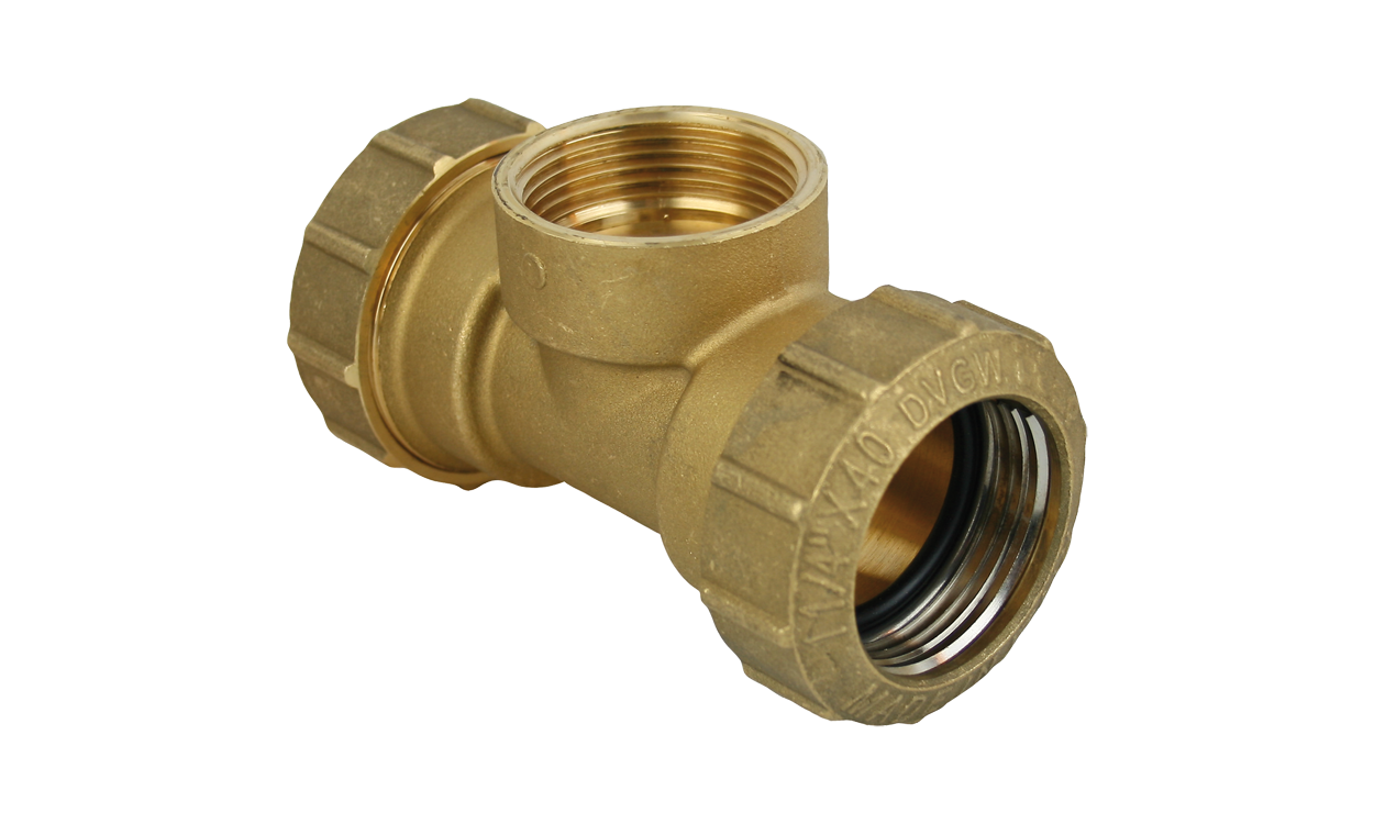 Messing-PE-Rohr-Verschraubung T-Stück mit Innengewinde Messing-PE-Rohr-Verschraubung T-Stück mit Innengewinde